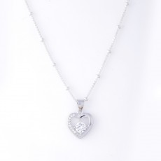 92.5 Sterling Silver  Fancy Chain With Heart-in Pendant